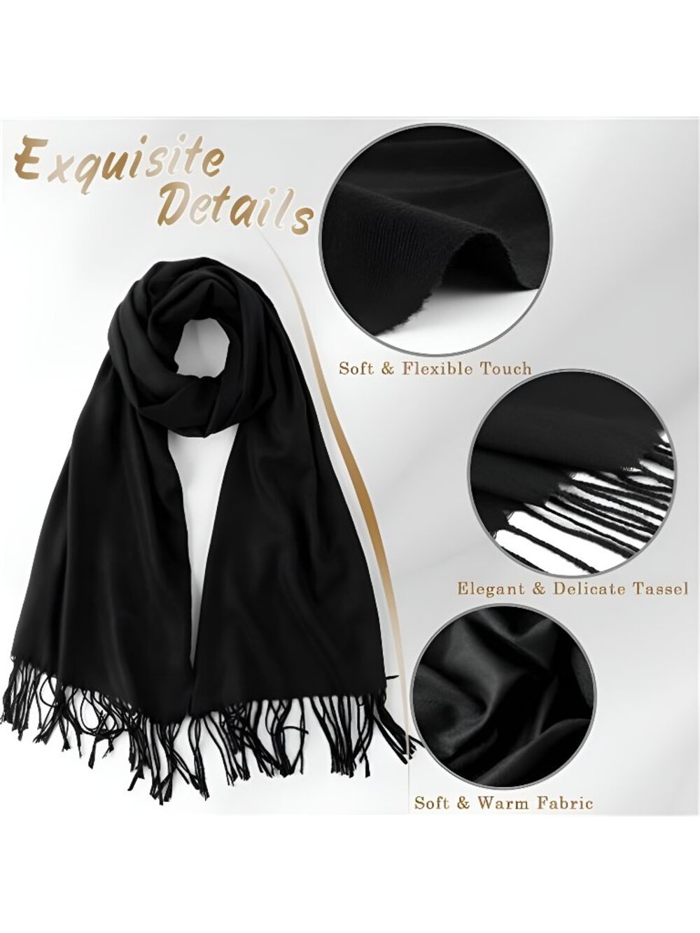 Womens Scarf Shawl Soft Long Cashmere Feel Pashmina Wraps Scarf Tassels
